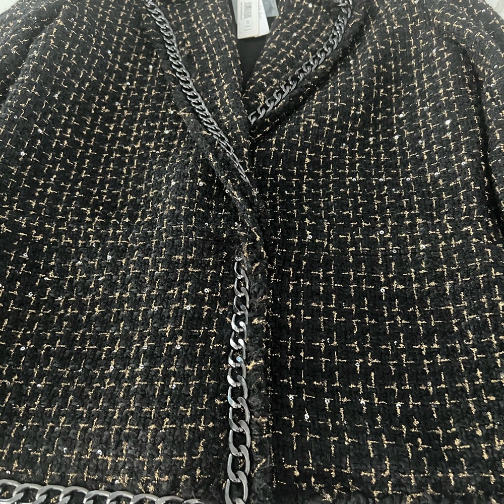 Elegant Black Tweed Women's Jacket
